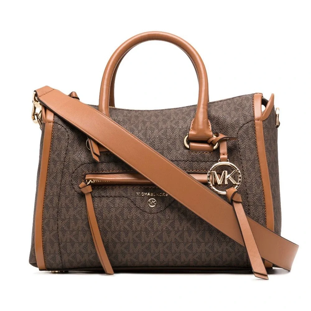 MICHAEL KORS Carine Satchel Crossbody Coated Canvas Leather Bag